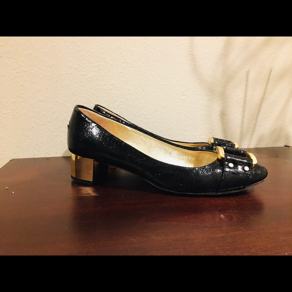 Jimmy Choo Gold Block Heel Shoes